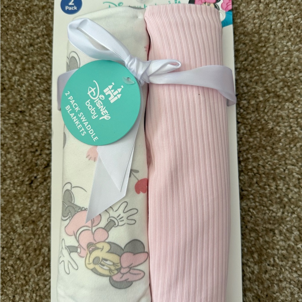 Disney Baby Pink Minnie Mouse Swaddle Blanket Duo